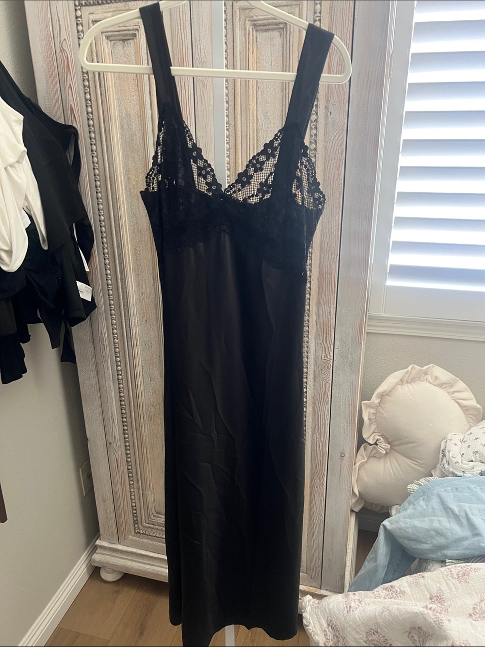 Lioness Black Lace-Trim Slip Dress